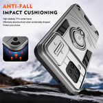 For Samsung Galaxy A22 4G (EU Version) Case PC+TPU Kickstand Cover with Slide Lens Cover