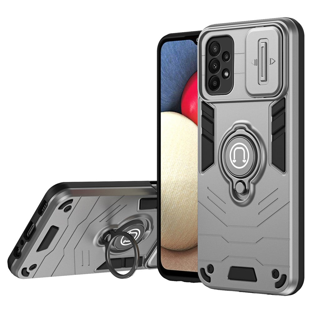 For Samsung Galaxy A23 4G / A23 5G (Global Version) Case PC+TPU Kickstand Lens Lid Phone Cover