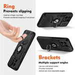 For Honor X8b 4G Case Ring Holder PC+TPU Phone Cover with Slide Lens Window