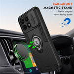 For Honor X8b 4G Case Ring Holder PC+TPU Phone Cover with Slide Lens Window