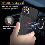 For iPhone 14 6.1 inch Anti-fall Carbon Fiber Texture RFID Blocking Phone Case Leather Coated TPU Anti-scratch Magnetic Wallet Cover Kickstand