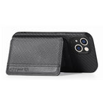 For iPhone 14 6.1 inch Anti-fall Carbon Fiber Texture RFID Blocking Phone Case Leather Coated TPU Anti-scratch Magnetic Wallet Cover Kickstand