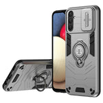 For Samsung Galaxy M54 5G / F54 5G Case Ring Kickstand PC+TPU Phone Cover with Slide Lens Guard