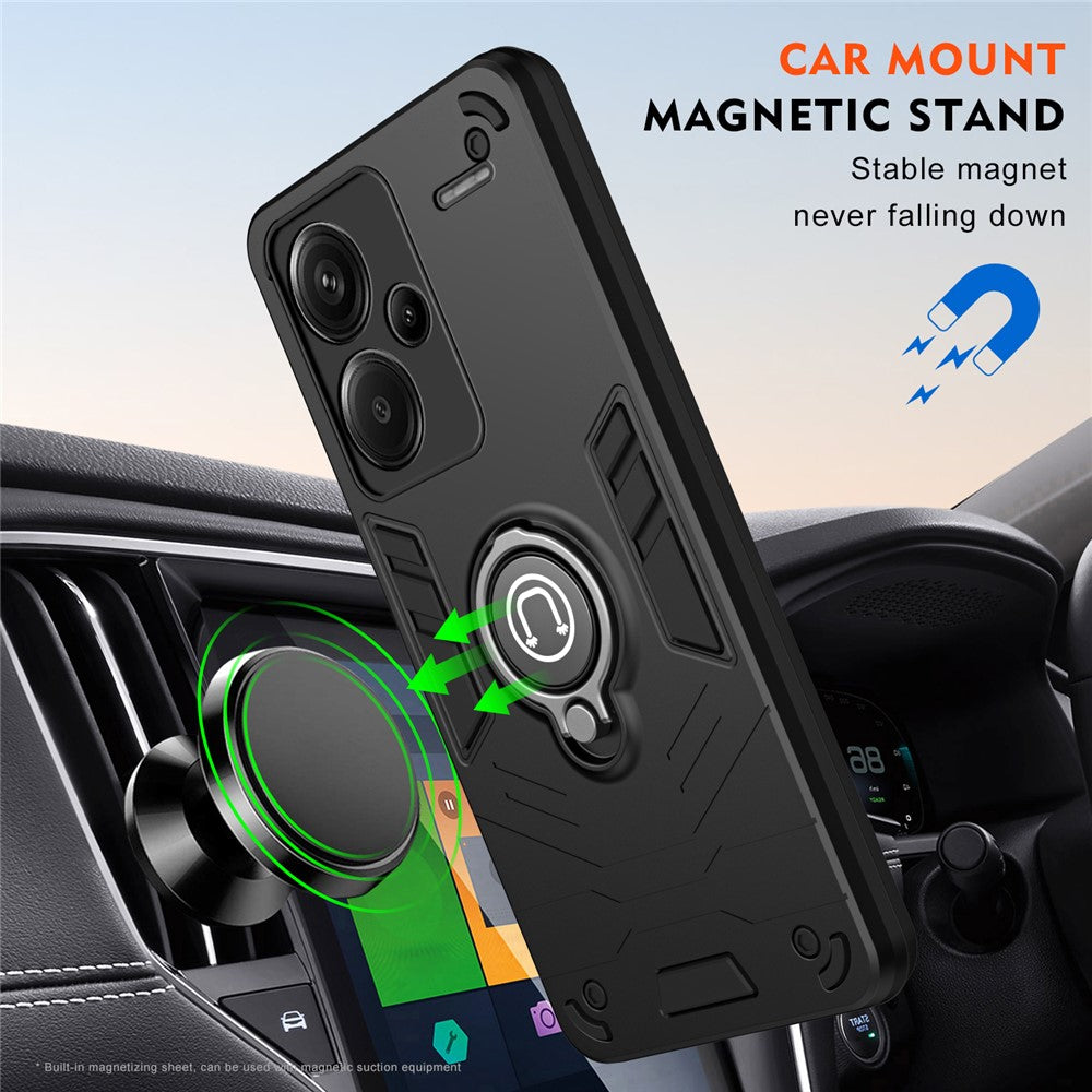 For Xiaomi Redmi Note 13 Pro+ 5G Case PC+TPU Ring Kickstand Shockproof Phone Cover