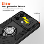 For Xiaomi Redmi Note 13 Pro 5G / Poco X6 5G Case Slide Camera Lid PC+TPU Ring Kickstand Phone Cover