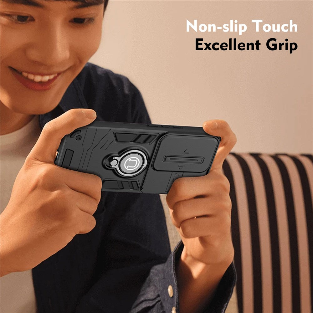 For Xiaomi Redmi Note 13 Pro 4G / Poco M6 Pro 4G Case Slide Lens Guard Phone Cover with Kickstand
