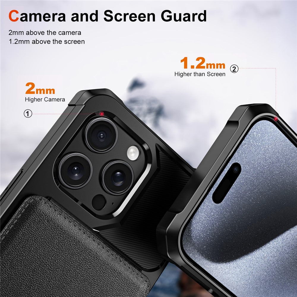 ZM11 Til iPhone 14 Pro Max Kickstand Etui Kortpladser PU Læder+TPU Telefoncover