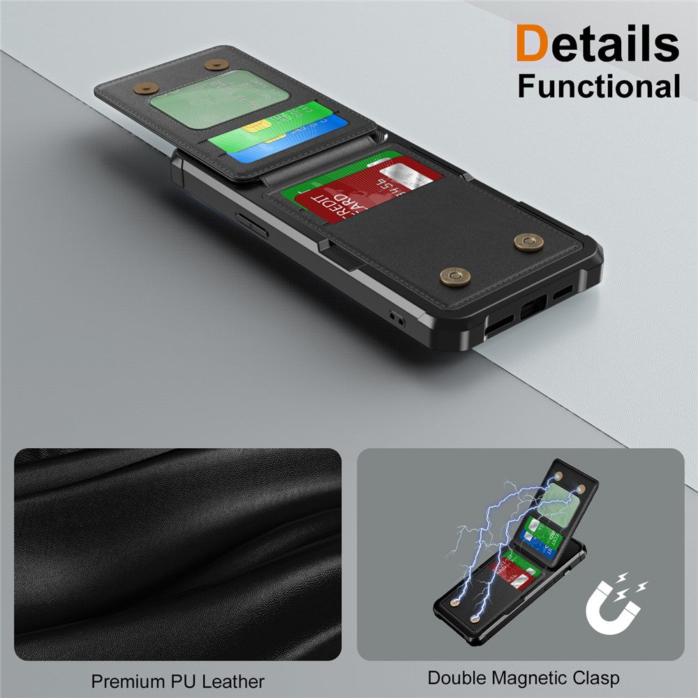 ZM11 Til iPhone 14 Pro Max Kickstand Etui Kortpladser PU Læder+TPU Telefoncover