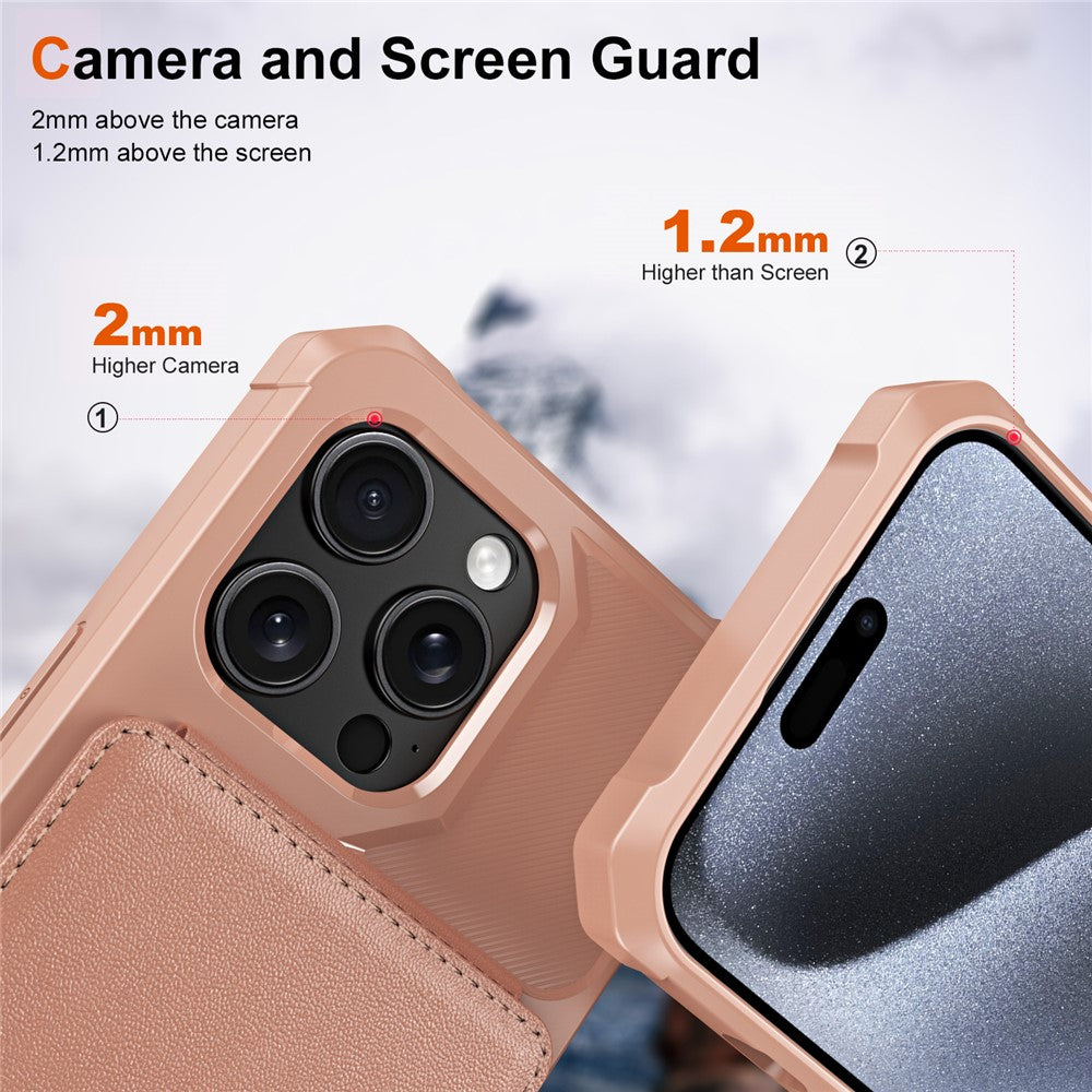 ZM11 Til iPhone 14 Pro etui med kortholder og støttefod i PU-læder + TPU telefoncover