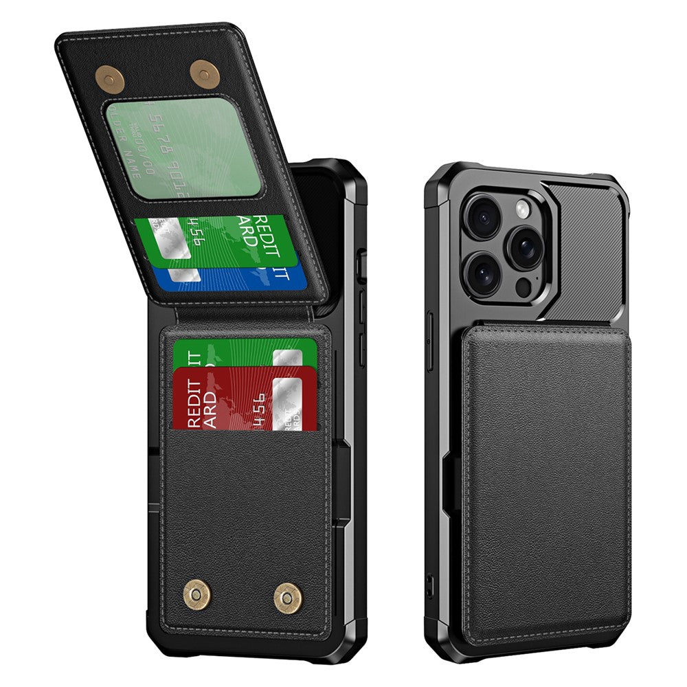 ZM11 Til iPhone 14 Pro etui med kortholder og støttefod i PU-læder + TPU telefoncover