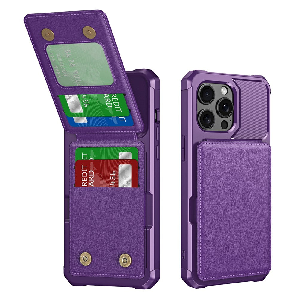 ZM11 Til iPhone 14 Pro etui med kortholder og støttefod i PU-læder + TPU telefoncover