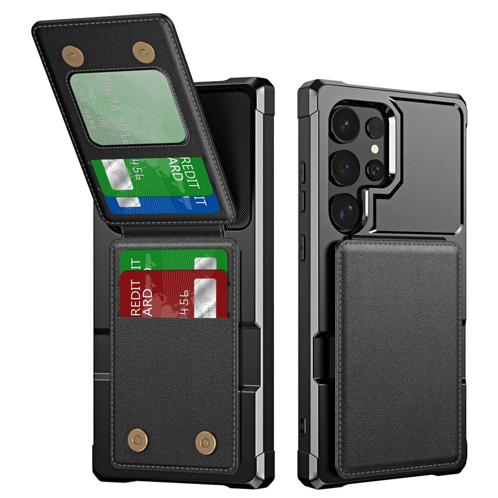 ZM11 For Samsung Galaxy S22 Ultra 5G Case with Card Holder Leather Kickstand Back Cover