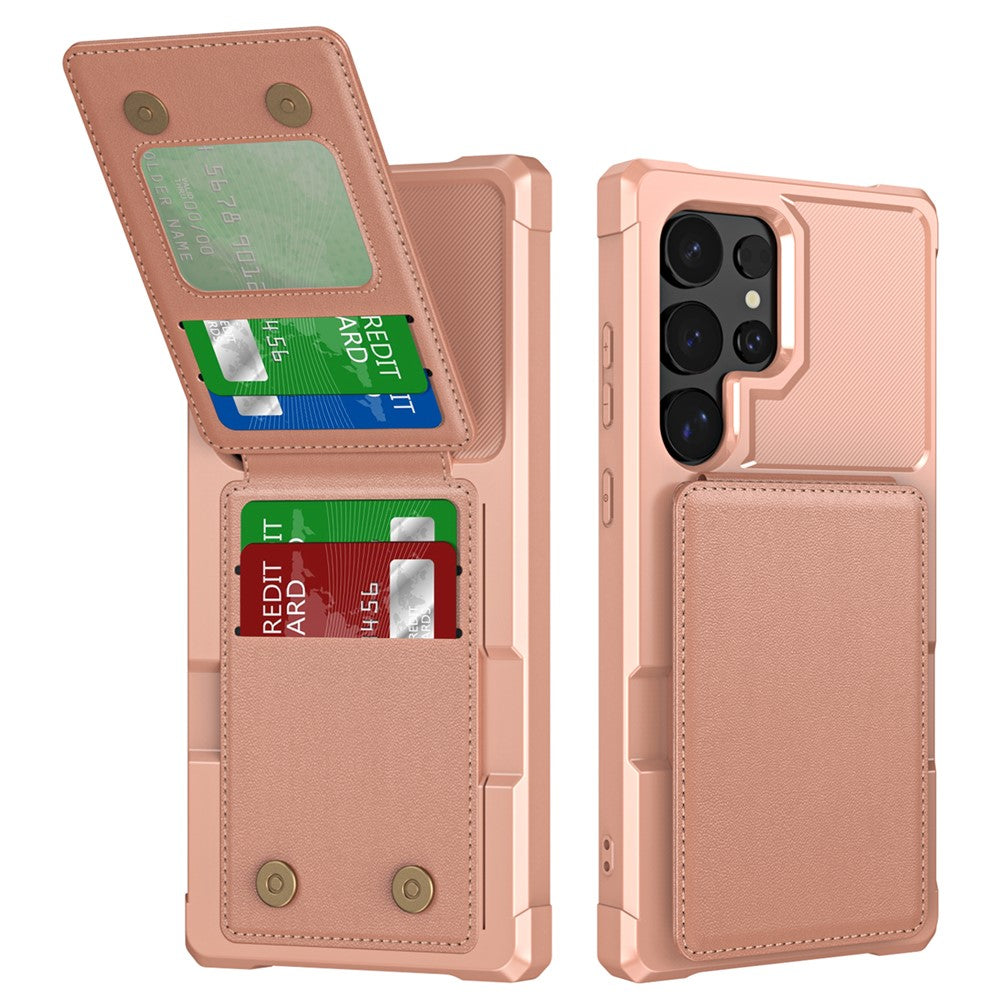 ZM11 För Samsung Galaxy S22 Ultra 5G Skal med Korthållare Läder Stativ Baksida