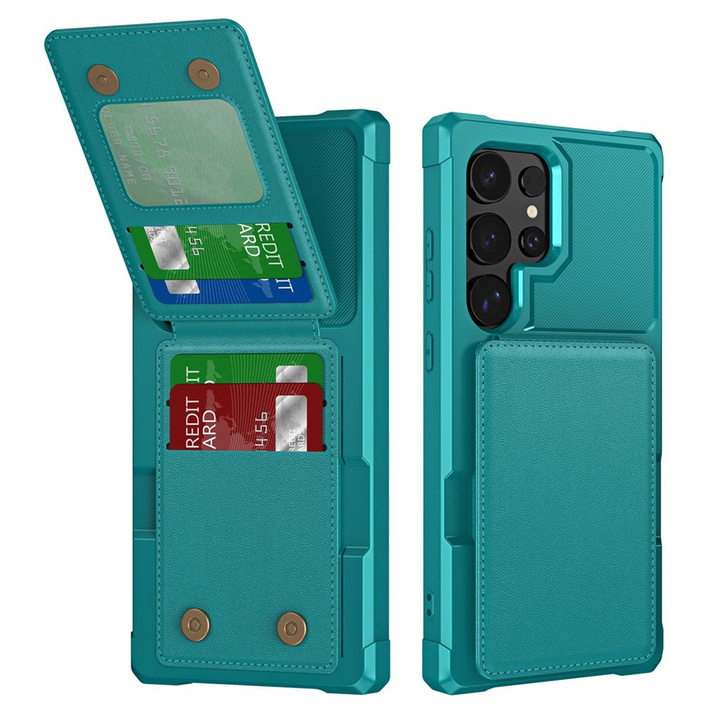 ZM11 För Samsung Galaxy S22 Ultra 5G Skal med Korthållare Läder Stativ Baksida