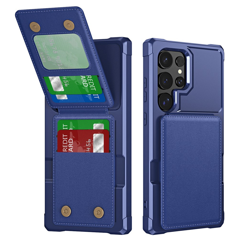 ZM11 För Samsung Galaxy S22 Ultra 5G Skal med Korthållare Läder Stativ Baksida
