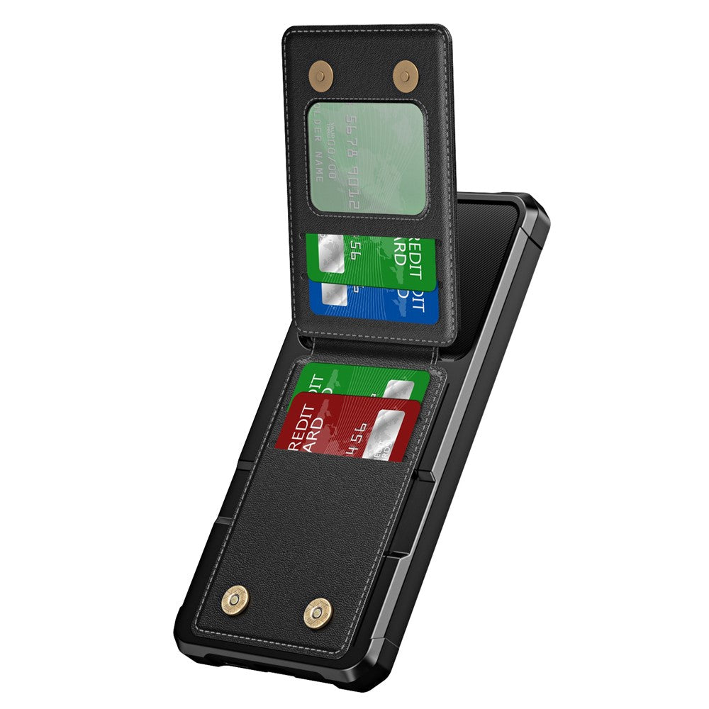 ZM11 For Samsung Galaxy A55 5G Case Leather +TPU Phone Cover Card Holder Kickstand