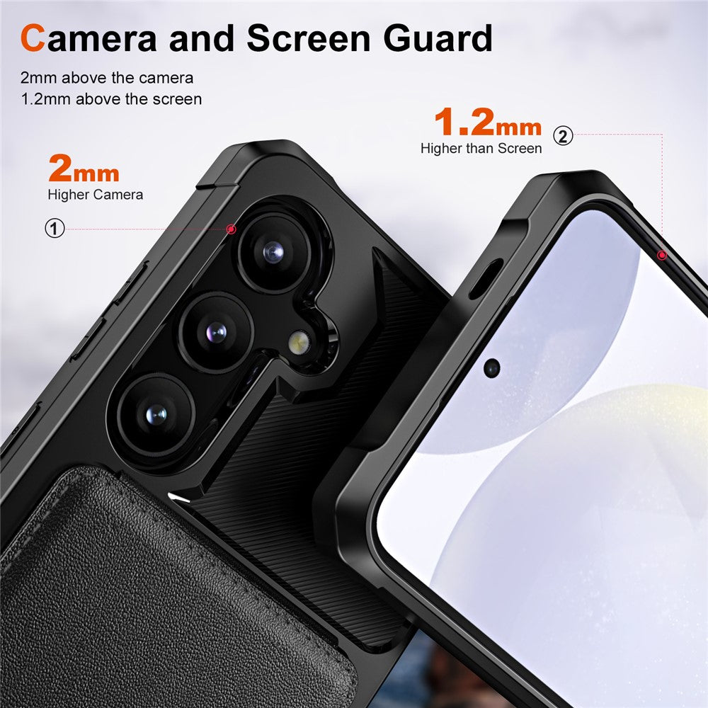 ZM11 For Samsung Galaxy A55 5G Case Leather +TPU Phone Cover Card Holder Kickstand
