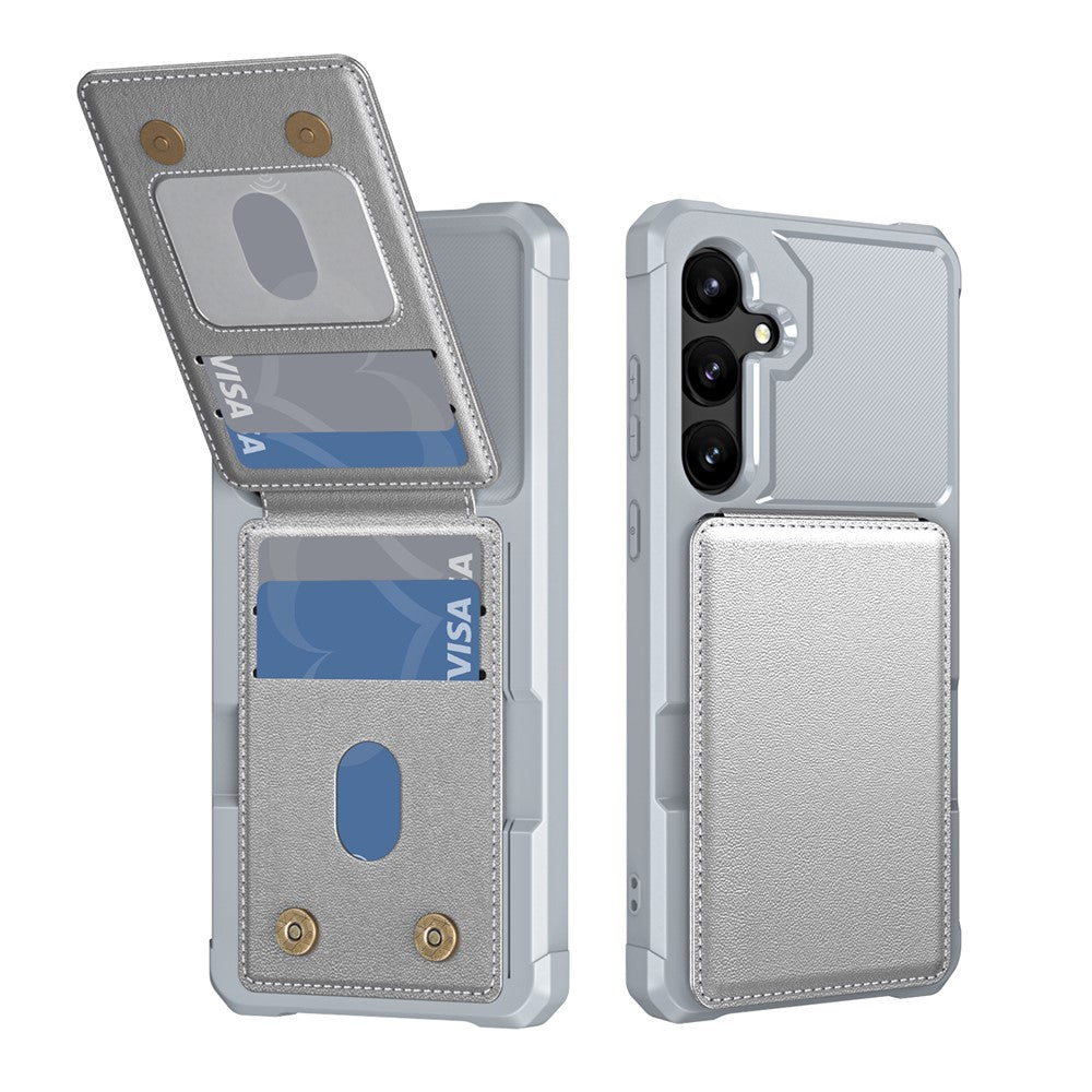 ZM11 For Samsung Galaxy A55 5G Case Leather +TPU Phone Cover Card Holder Kickstand