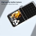 For Oppo Find N3 Flip 5G Case Woven Texture Leather+PC Clear Edge Phone Cover