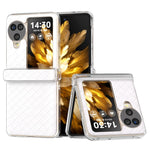 For Oppo Find N3 Flip 5G Case Woven Texture Leather+PC Clear Edge Phone Cover