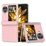 For Oppo Find N3 Flip 5G Case Woven Texture Leather+PC Clear Edge Phone Cover