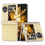 For Oppo Find N3 Flip 5G Case Woven Texture Leather+PC Clear Edge Phone Cover