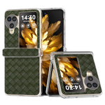 For Oppo Find N3 Flip 5G Case Woven Texture Leather+PC Clear Edge Phone Cover