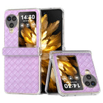 For Oppo Find N3 Flip 5G Case Woven Texture Leather+PC Clear Edge Phone Cover
