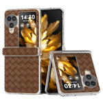 For Oppo Find N3 Flip 5G Case Woven Texture Leather+PC Clear Edge Phone Cover