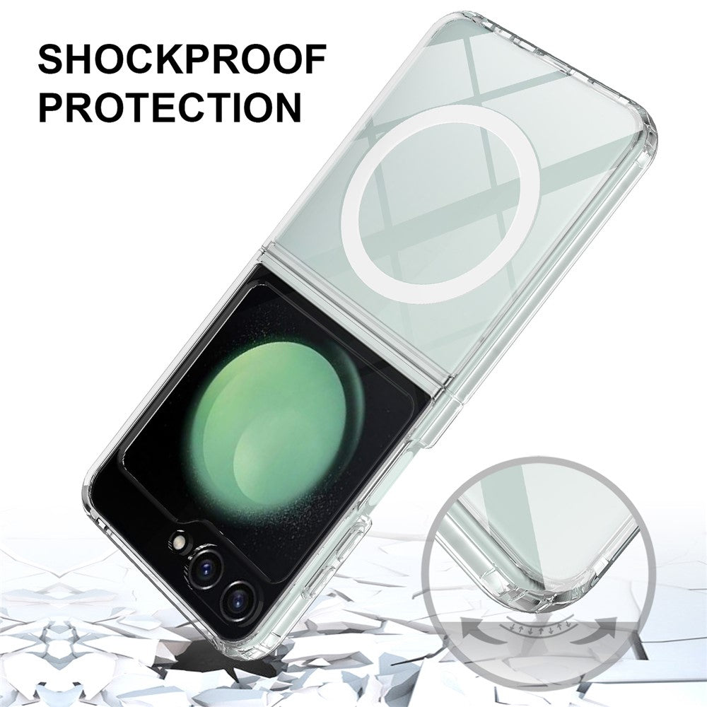 Samsung Galaxy Z Flip7 FE 5G / Z Flip6 5G Magnetiskt skal TPU+Akryl Transparent Skydd