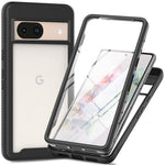 Til Google Pixel 8a Cover PC+TPU Klart Telefoncover med PET Skærmfilm Allround Beskyttelse