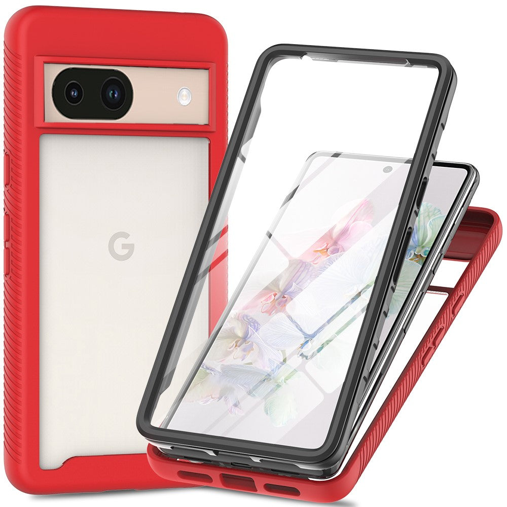 Til Google Pixel 8a Cover PC+TPU Klart Telefoncover med PET Skærmfilm Allround Beskyttelse