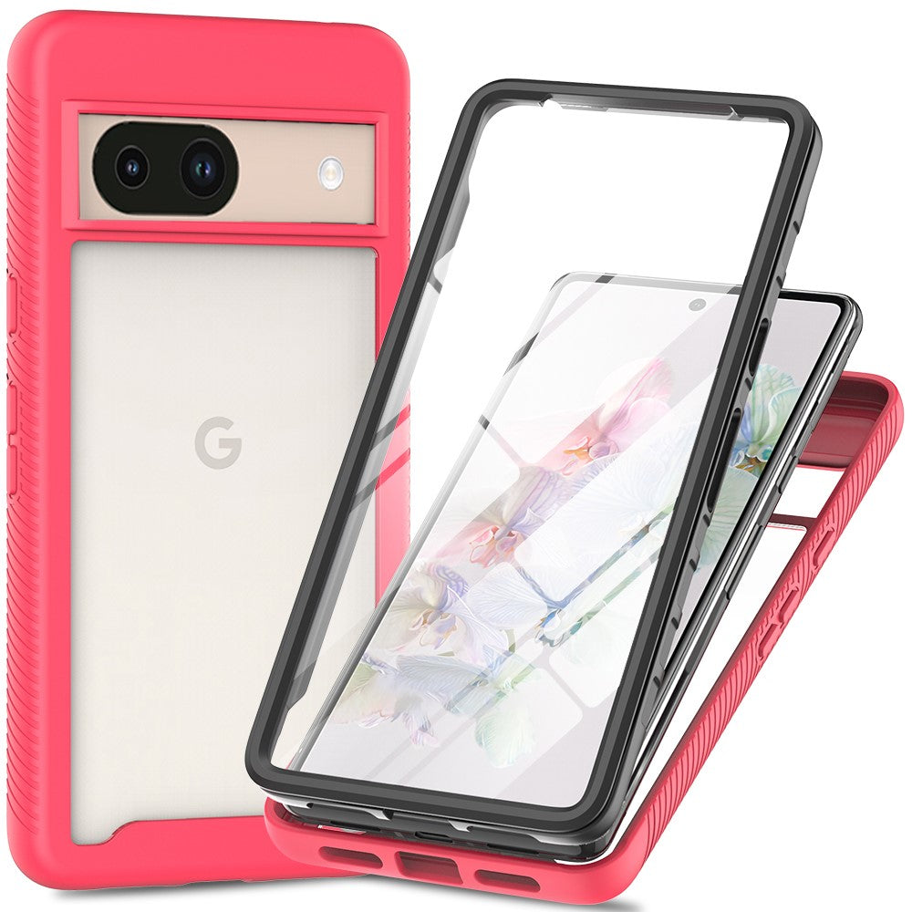 Til Google Pixel 8a Cover PC+TPU Klart Telefoncover med PET Skærmfilm Allround Beskyttelse