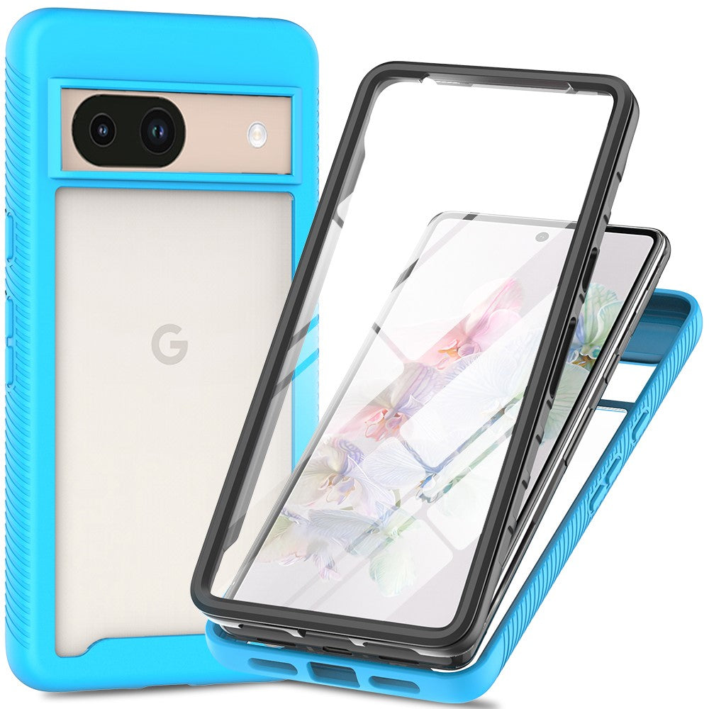 Til Google Pixel 8a Cover PC+TPU Klart Telefoncover med PET Skærmfilm Allround Beskyttelse