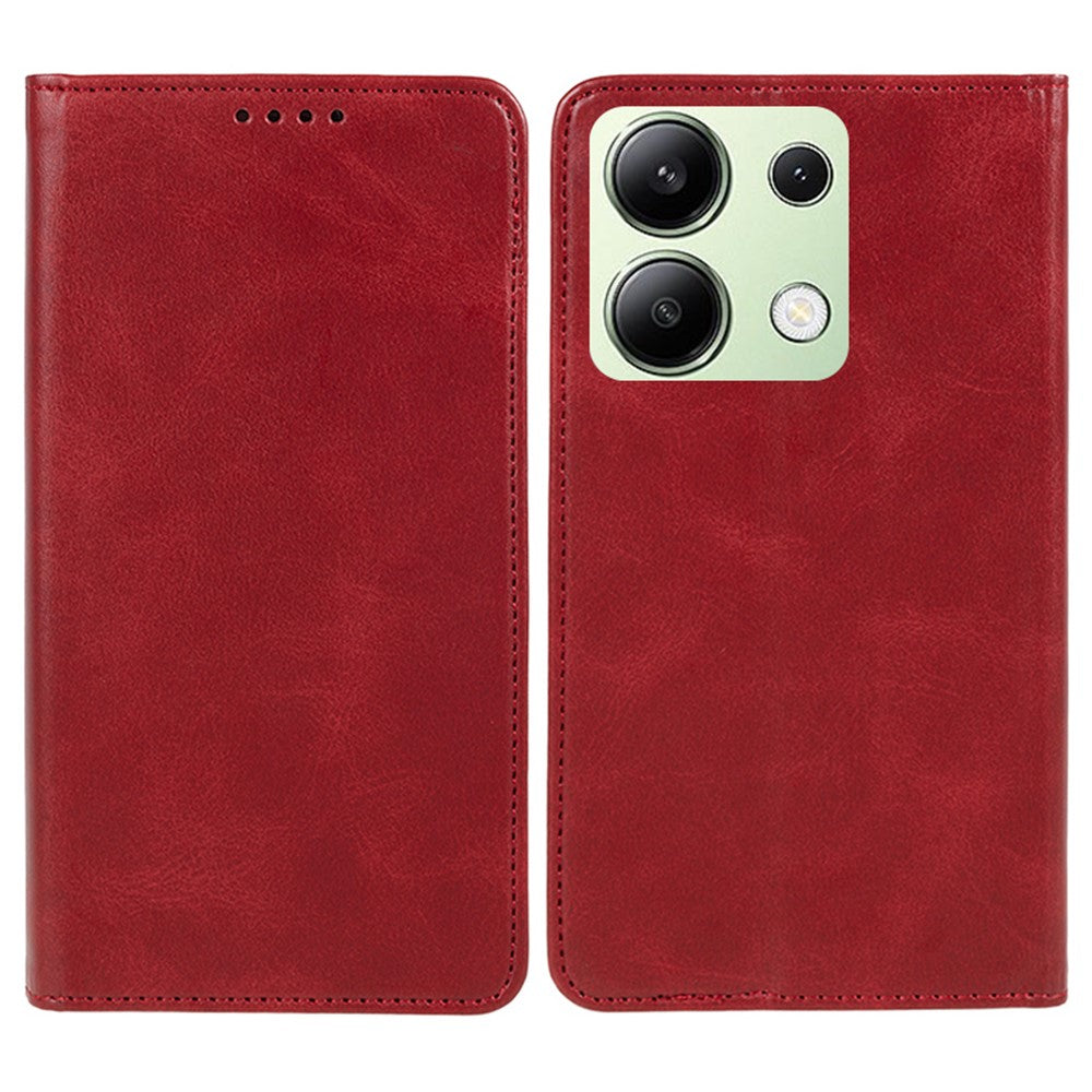 Xiaomi Redmi Note 13 4G-skal med kalvstruktur, läder, plånbok