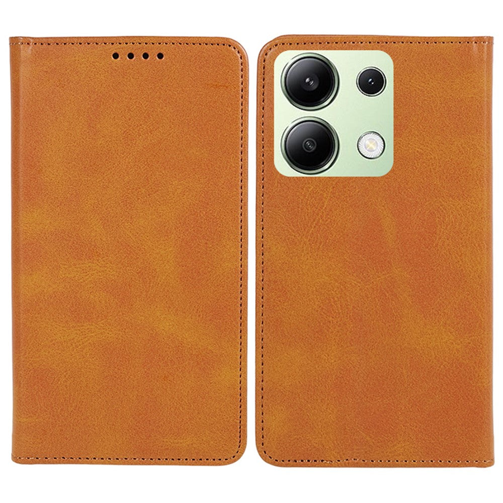 Xiaomi Redmi Note 13 4G-skal med kalvstruktur, läder, plånbok
