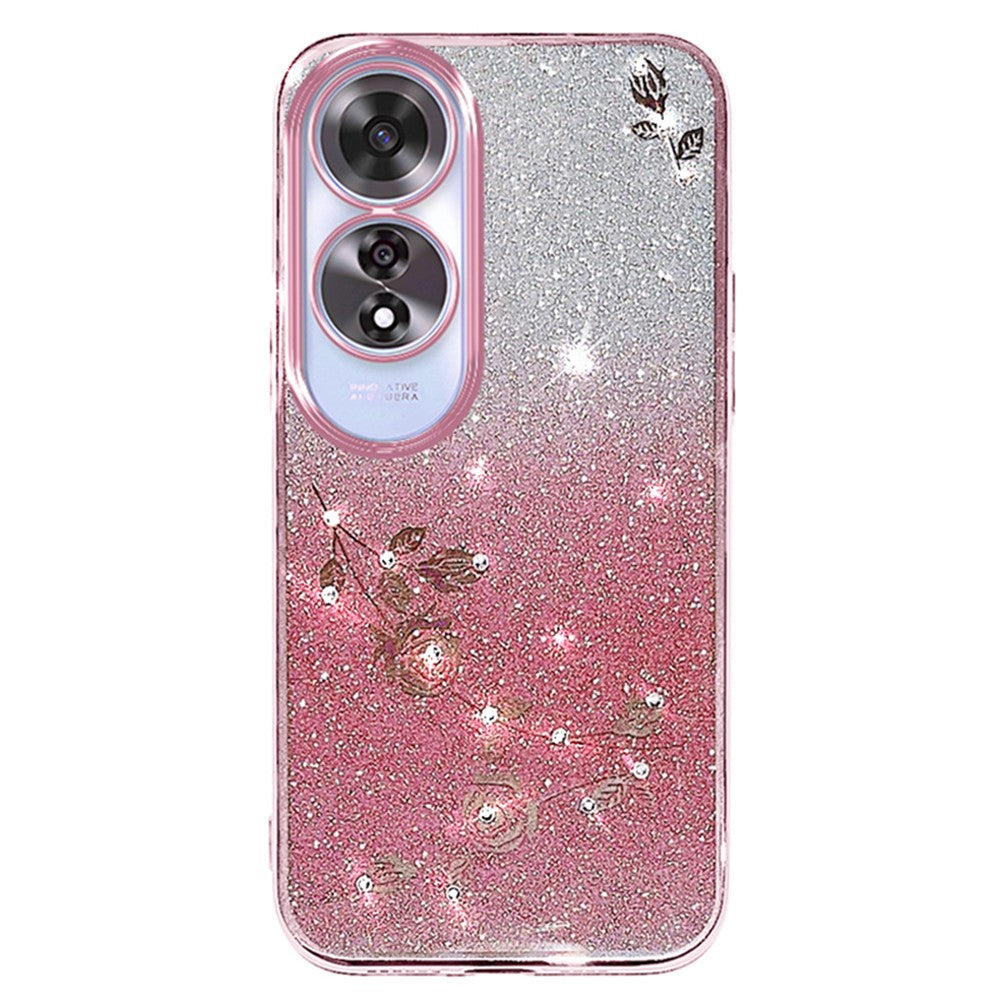 KADEM For Oppo A60 4G TPU Case Rhinestone Decor Phone Cover Flower Pattern