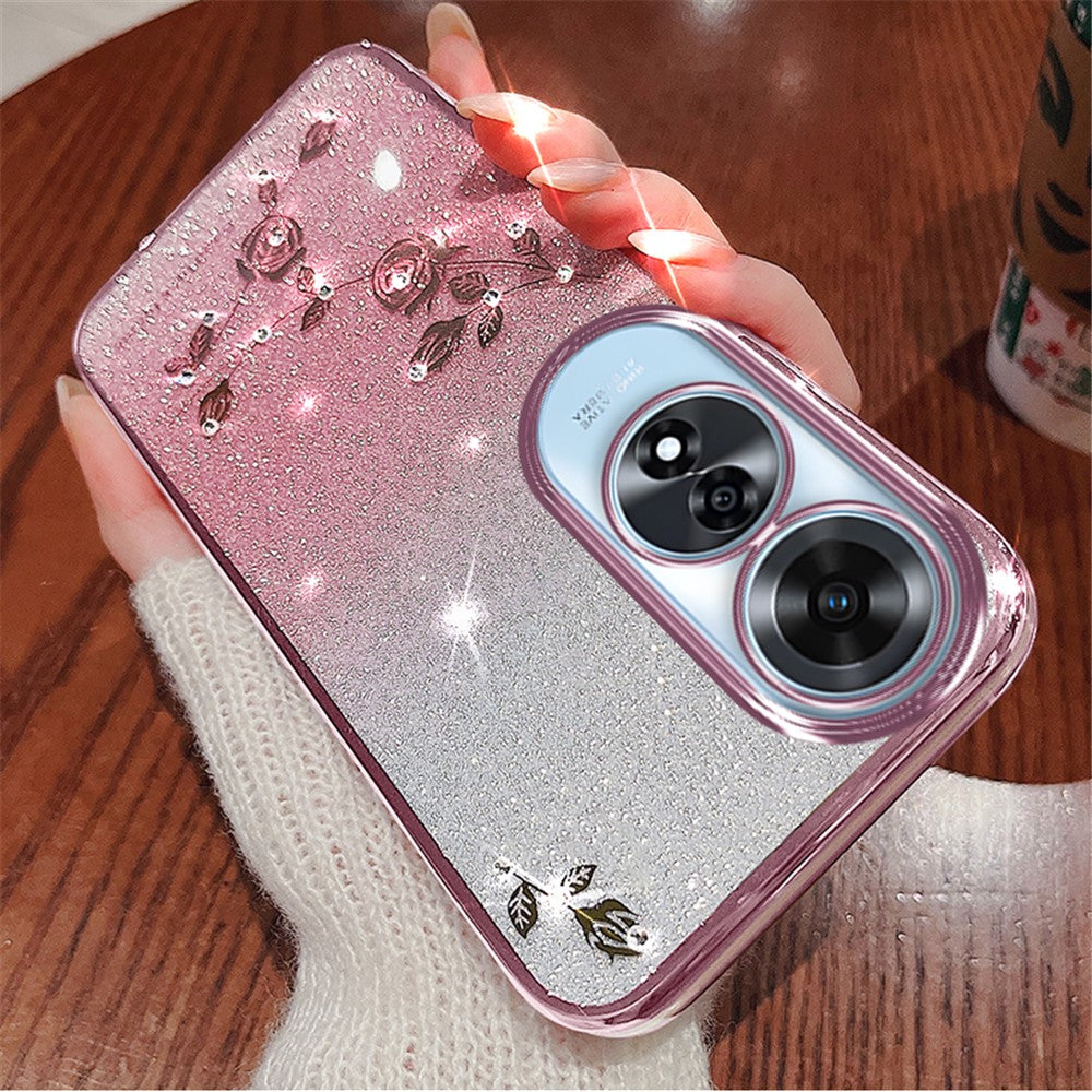 KADEM For Oppo A60 4G TPU Case Rhinestone Decor Phone Cover Flower Pattern