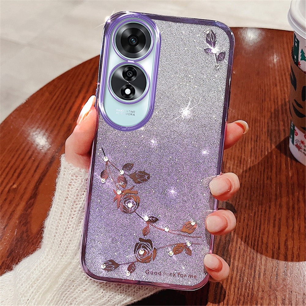 KADEM For Oppo A60 4G TPU Case Rhinestone Decor Phone Cover Flower Pattern