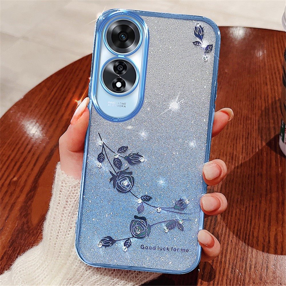 KADEM For Oppo A60 4G TPU Case Rhinestone Decor Phone Cover Flower Pattern
