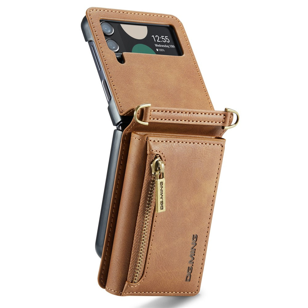 DG.MING M5 Series for Samsung Galaxy Z Flip4 5G Case RFID Blocking PU Leather+PC Folding Phone Cover
