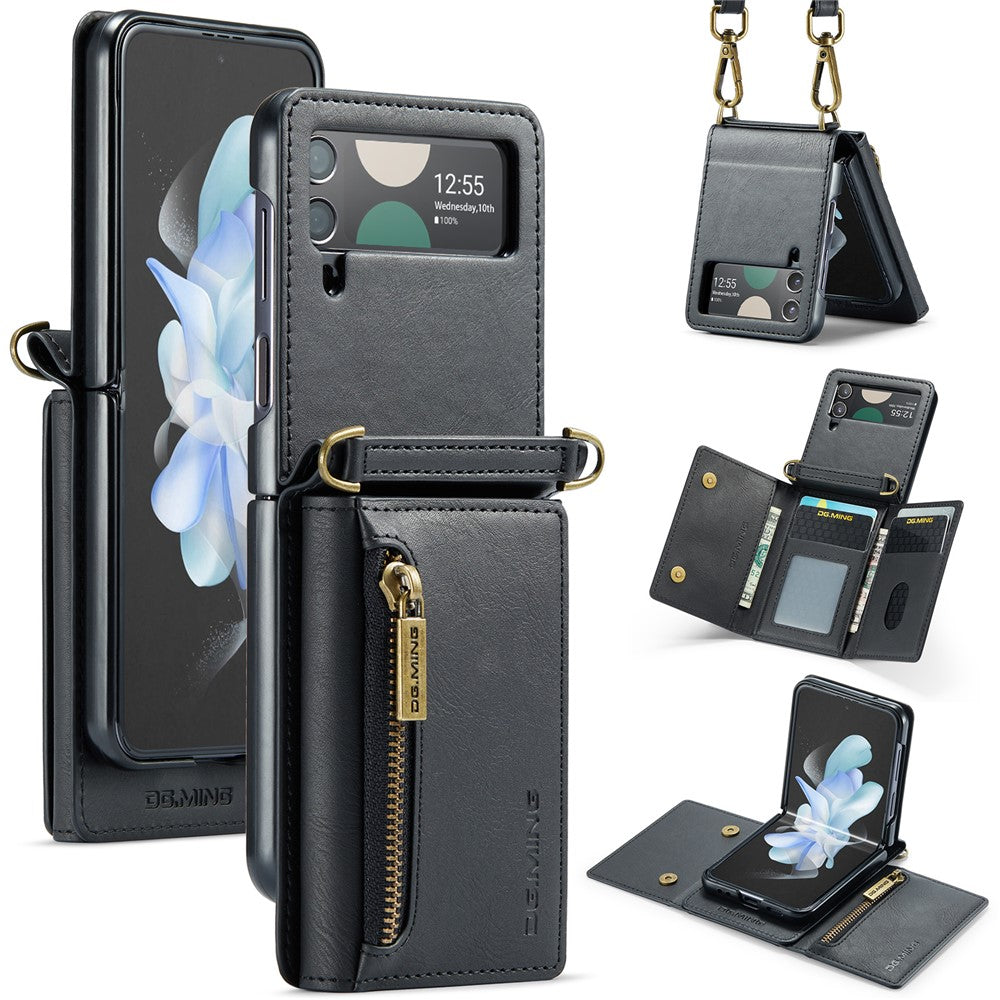 DG.MING M5 Series for Samsung Galaxy Z Flip4 5G Case RFID Blocking PU Leather+PC Folding Phone Cover