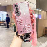 KADEM For OnePlus Nord CE4 5G TPU Case Flower Gradient Color Glitter Cover with Lanyard