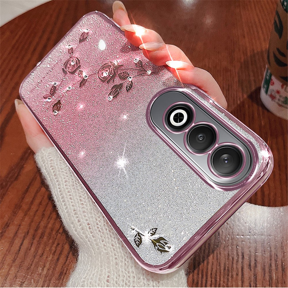 KADEM For OnePlus Nord CE4 5G TPU Case Flower Gradient Color Glitter Cover with Lanyard