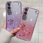 KADEM For OnePlus Nord CE4 5G TPU Case Flower Gradient Color Glitter Cover with Lanyard