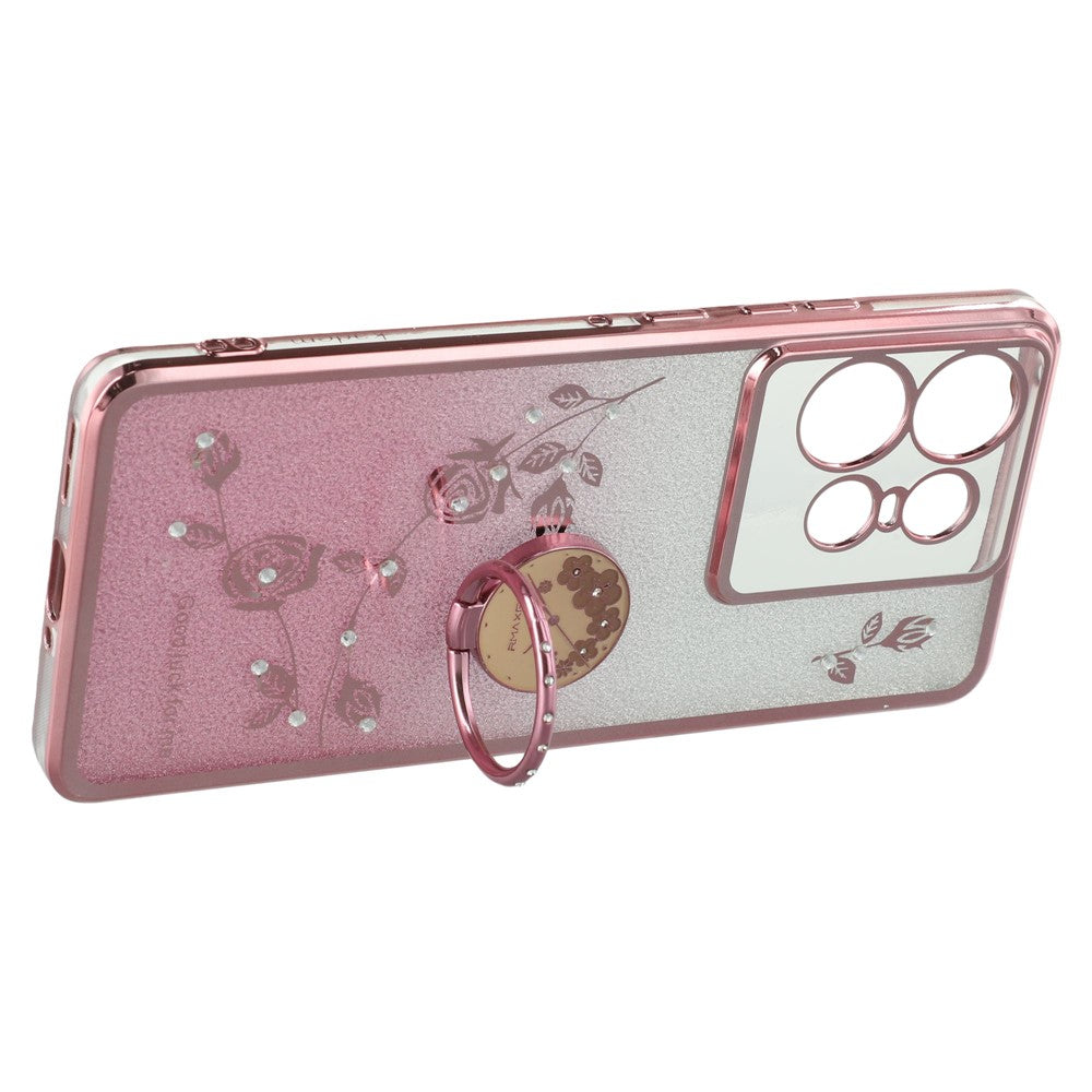 KADEM til Motorola Edge 50 Pro 5G TPU Cover med Støttefod, Skinnende Glitter og Rhinsten