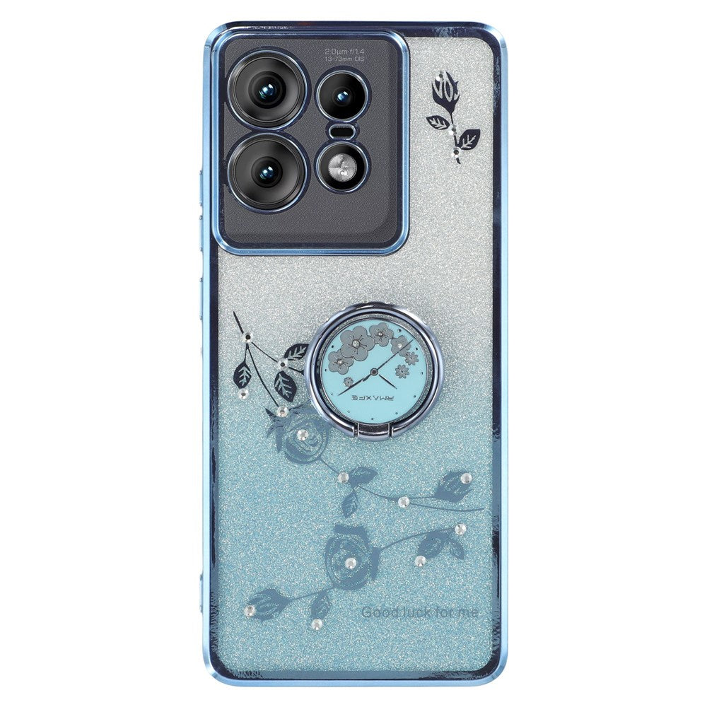 KADEM til Motorola Edge 50 Pro 5G TPU Cover med Støttefod, Skinnende Glitter og Rhinsten