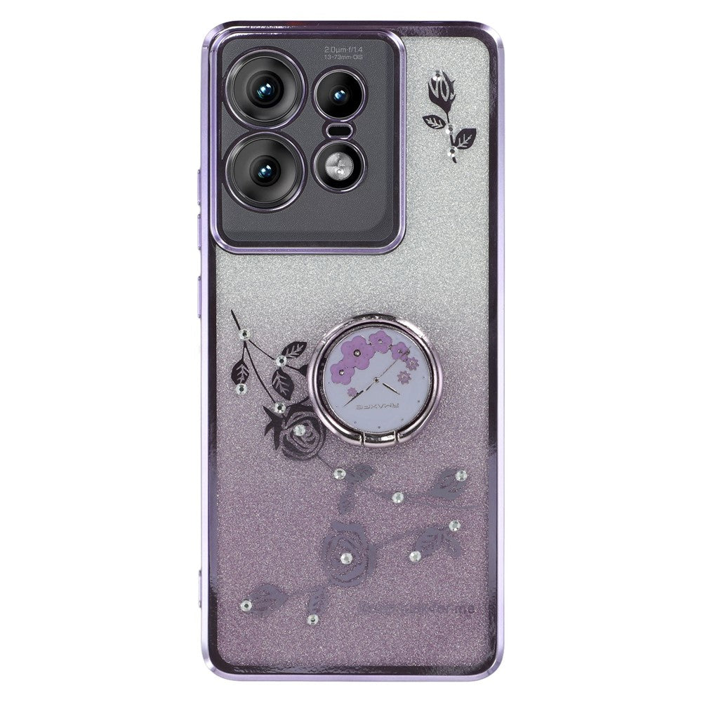 KADEM til Motorola Edge 50 Pro 5G TPU Cover med Støttefod, Skinnende Glitter og Rhinsten