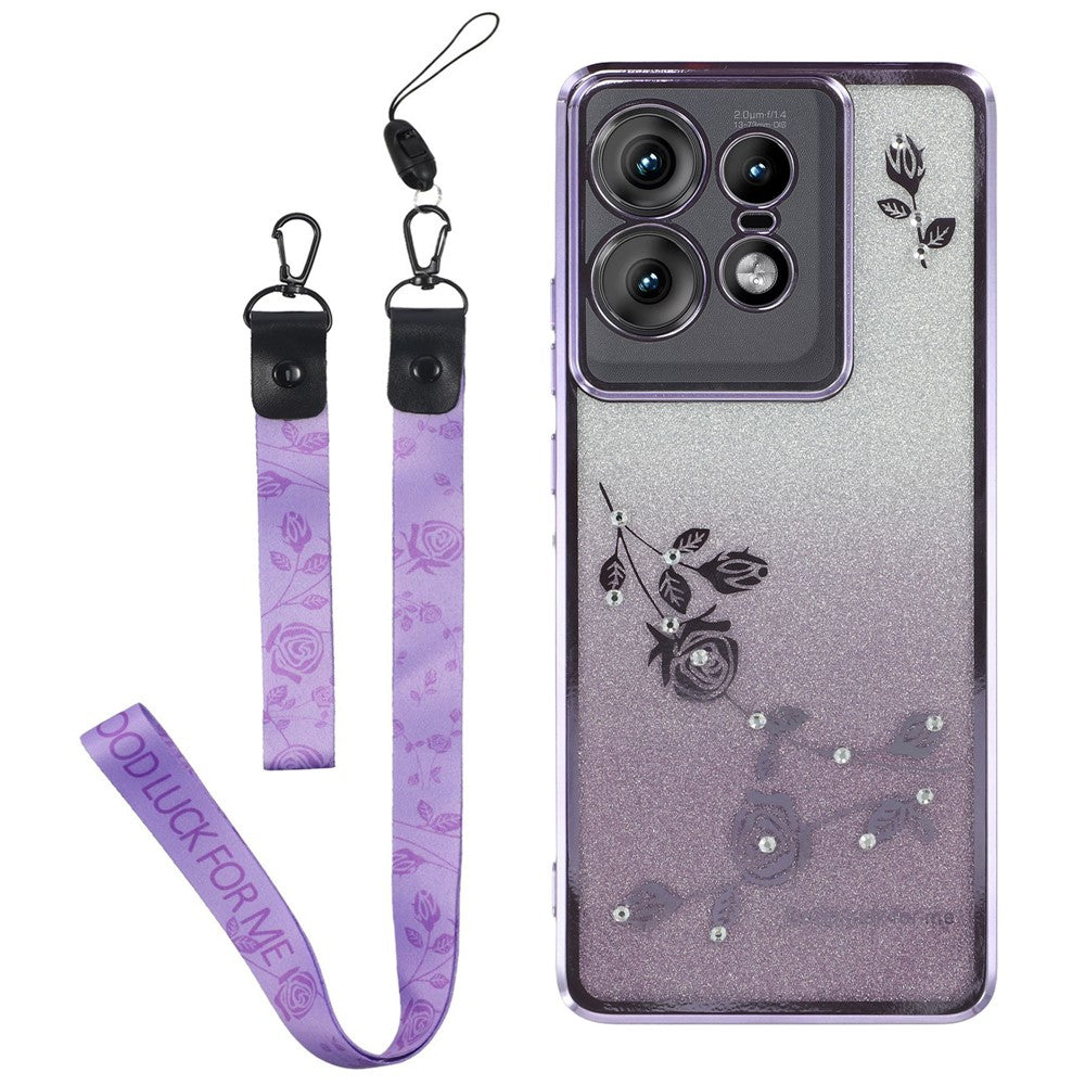 KADEM til Motorola Edge 50 Pro 5G cover, gradient TPU anti-fald telefoncover med snor