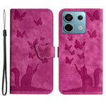 For Xiaomi Redmi Note 13 Pro 5G / Poco X6 5G Case Butterfly Cat Imprinted Leather Flip Phone Cover